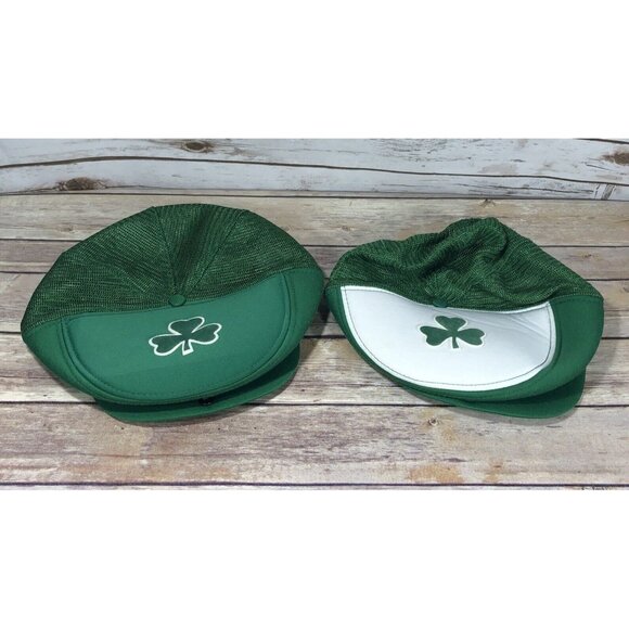 Vintage San Sun Boston Celtics St. Patty's Day Newsboy Gatsby Cap Mesh Trucker - Picture 1 of 12